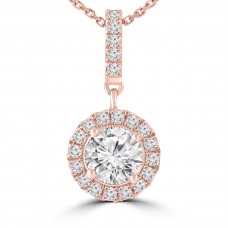 0.96 Ct Ladies Round Cut Diamond Solitaire Pendant Rose Gold 0.96 Ct Ladies Round Cut Diamond Solitaire Pendant Rose Gold